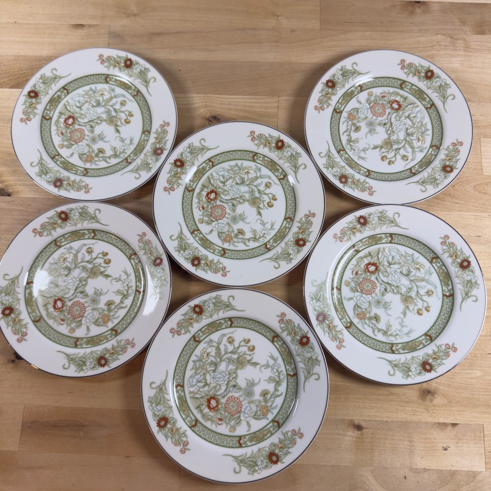 Mikasa Kabuki J8211 Fine China Salad Plates Set of 6 Floral Green Japan 7.75 in - Picture 2 of 7